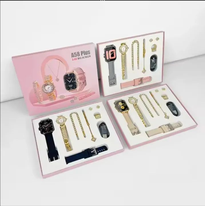 A58 Plus Smart Watch and Jewellery Combo