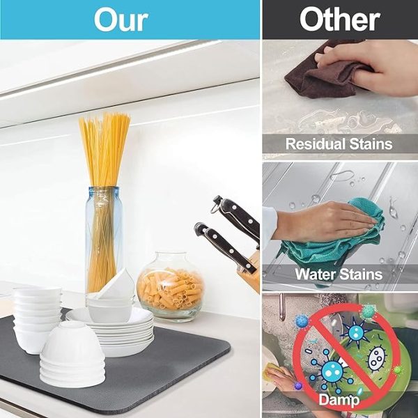 Kitchen Counter Silicone Non Slip Mat Absorbent Rubber Backed Hide Stain Drainer Mats Tableware (30*40cm) (random Color)