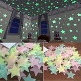 Pacwrite a short description onk of 100 - 3D Stars Glow In The Dark Wall Stickers Luminous Fluorescent Wall Stickers For Kids Baby Room Bedroom Ceiling Home Decor