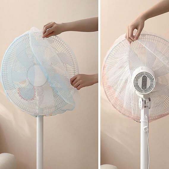Pedestal Fan Cover Net For Kids Safety | Mesh Fan Cover Thin Mesh Fan Guard Fan Mesh Covers For Kids Children Finger Safety (blue)