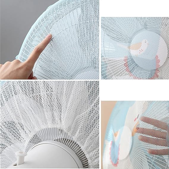 Pedestal Fan Cover Net For Kids Safety | Mesh Fan Cover Thin Mesh Fan Guard Fan Mesh Covers For Kids Children Finger Safety (blue)