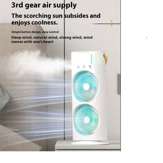 Rechargeable Automatic Rotating Dual Double Spray Mist Fan with Lightening Effects