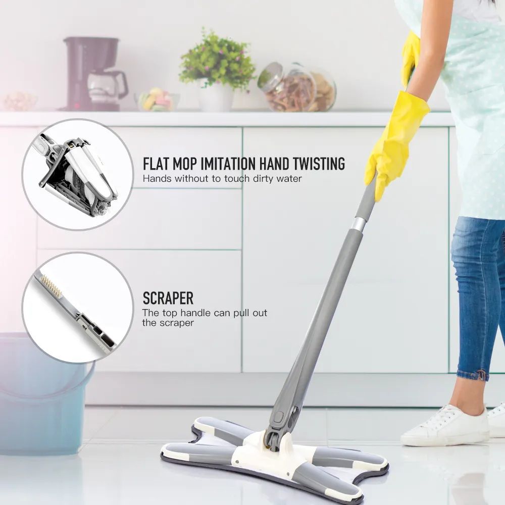 Twist Mop, X Shape Microfiber Mop, Floor Clean Mop Twist Mop With 360 Rotating Head, Dust Mop