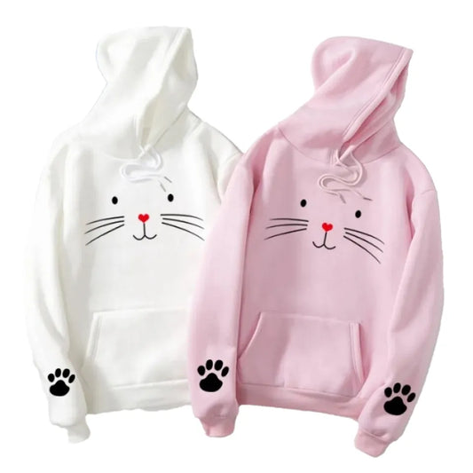 Cute Kitty Hoodie Cat Winter Hoodie for _Girls Winter Wear Trendy Hoodie Pullover Hoodie
