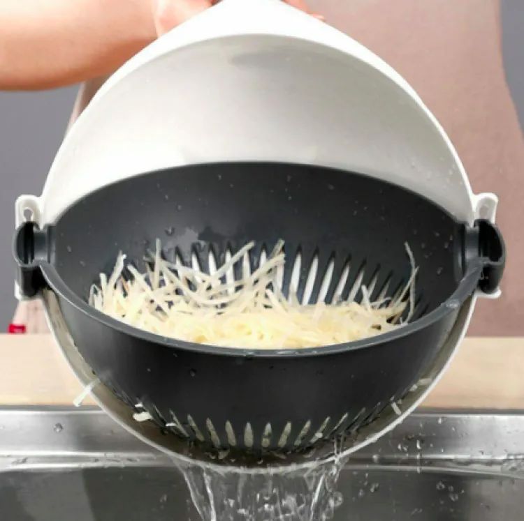 9 in 1 Multifunction Kitchen Wet Basket Vegetable Cutter With Drain Magic Rotate Safety