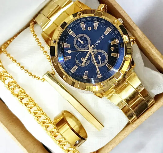 Men's Wedding Watch Deal -Top Class High Quality Wriste Watch+Gold Stainless steel