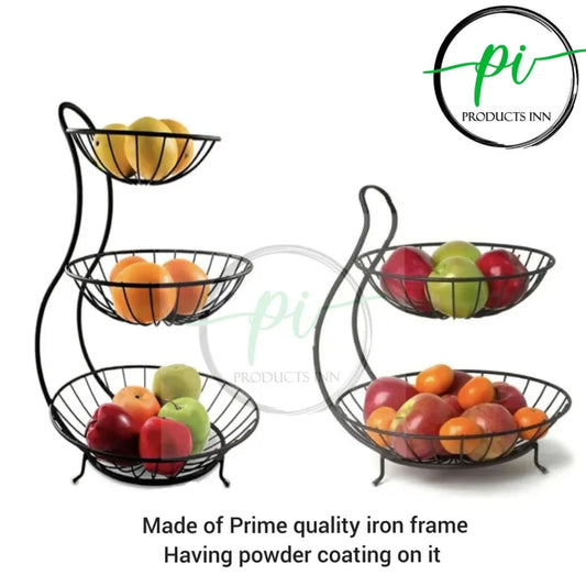 Kitchen organizer, 2 and 3 tier Fruit and Vegetables Basket in solid metal frame