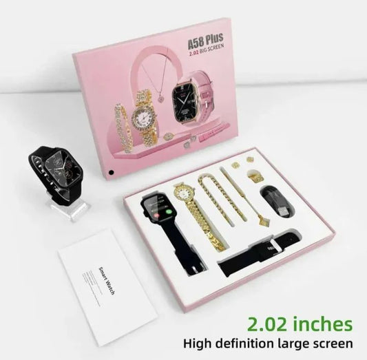 A58 Plus Smart Watch and Jewellery Combo