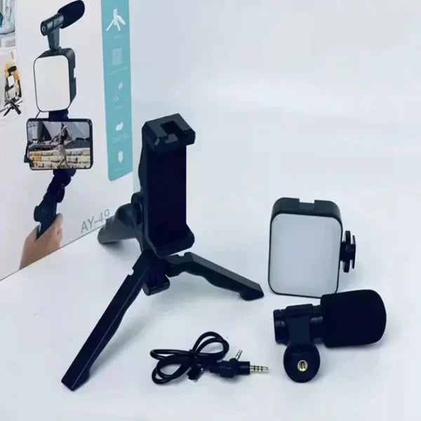 Ay-49 Video Making Kit Vlogging Tripod Triple Band Light