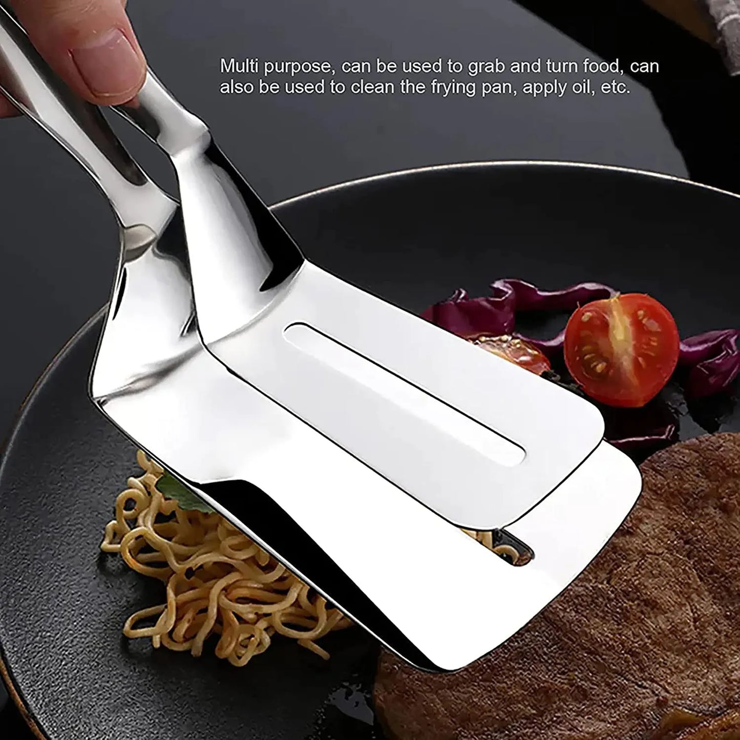 SP Dealz 3-in-1 Cooking Tong, Double Sided Spatula, 10 inch Multifunctional Stainless Steel