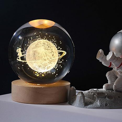 Crystal Ball Night Light Desktop Lamp Dinner Table Office Dorm Home Spacewalk Lamps Lighting Ceiling Fans Night Lights