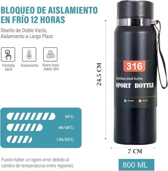 New 800ml led display temperature 316sus hotncold stainless steel water bottle