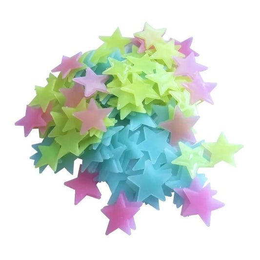 Pacwrite a short description onk of 100 - 3D Stars Glow In The Dark Wall Stickers Luminous Fluorescent Wall Stickers For Kids Baby Room Bedroom Ceiling Home Decor