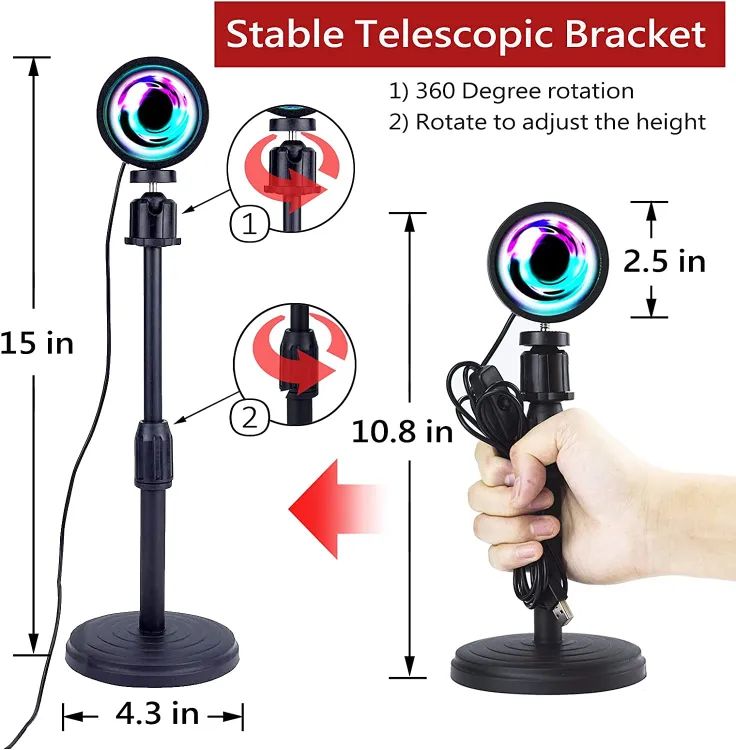 Sunset Lamp (WITH REMOTE) 16 Colors LED Changing 3-in-1 Sunset Light lamp