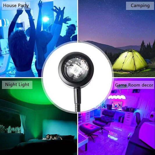 Sunset Lamp (WITH OUT REMOTEUSB) Sunset Lamp LED Rainbow Neon Night Light Projector Photography Wall Atmosphere Lighting for Bedroom Home Room Decor Gift